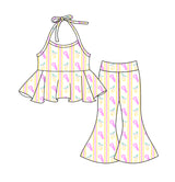 Crawfish lemon halter top bell bottom pants girls clothes