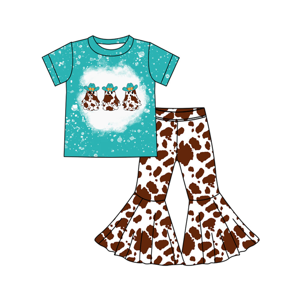 Ghost top cow print pants western girls Halloween clothes