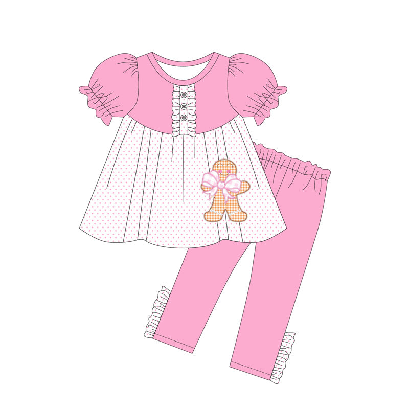 Pink gingerbread tunic leggings girls Christmas outfits