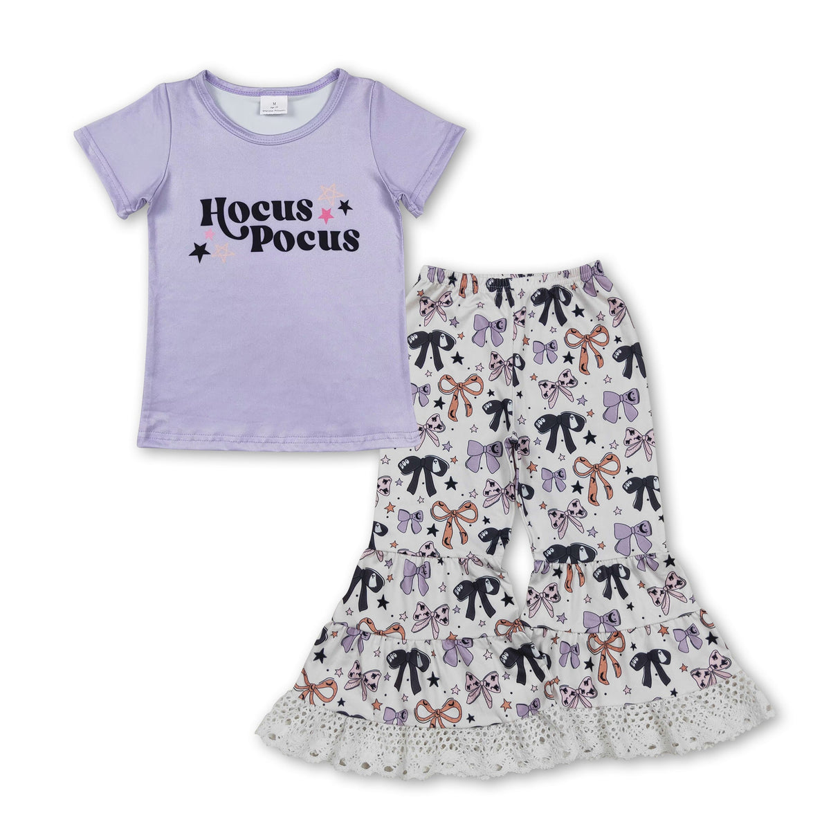 Lavender witches top bows pants girls Halloween clothes