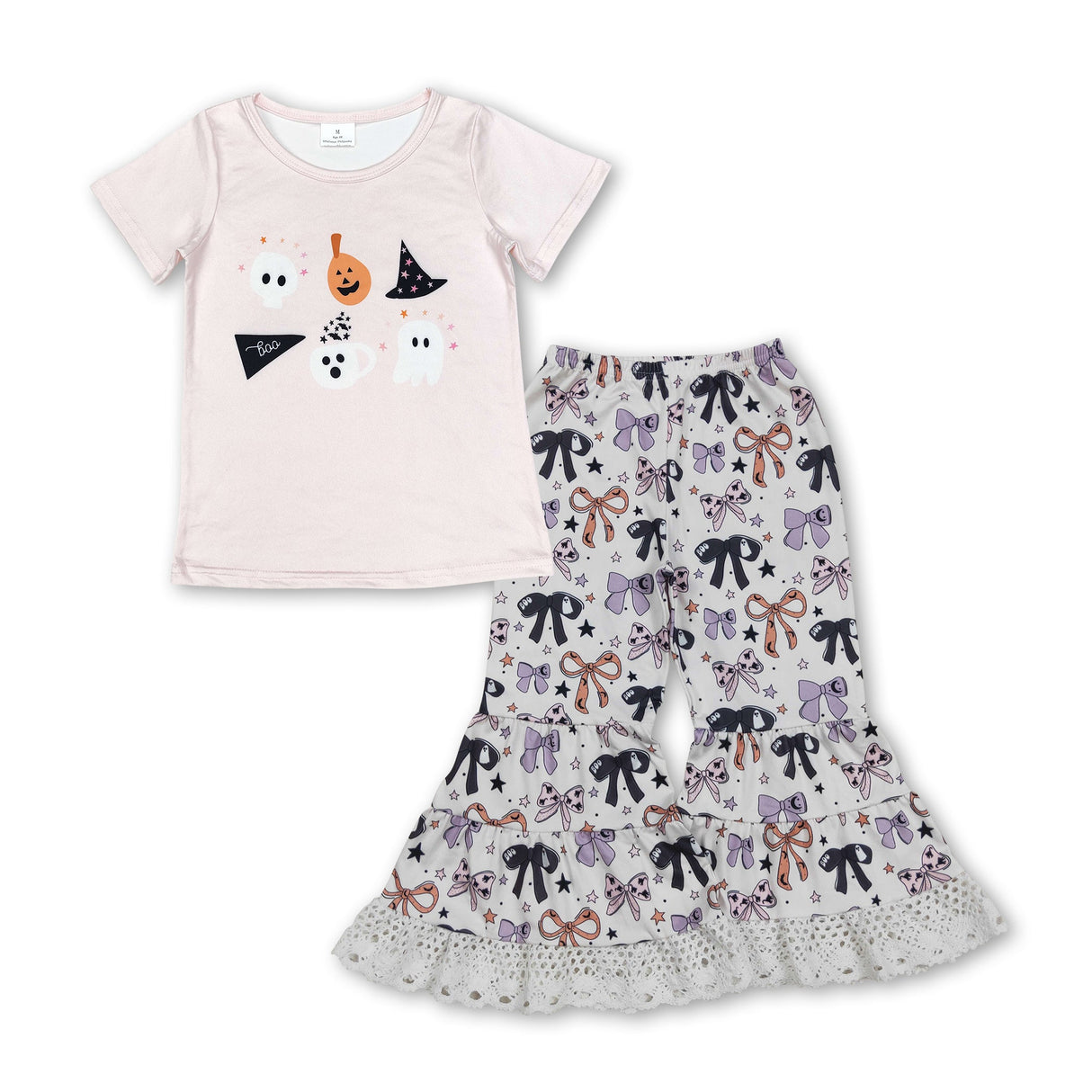 Ghost pumpkin top bow pants girls Halloween clothing
