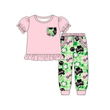 black smile green luck leaves print girl set