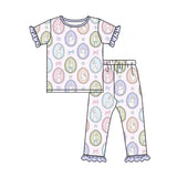 colorful easter egg rabbit girl short sleeve set