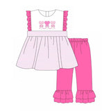 pink stripe heart print girl sleeveless set