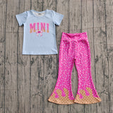 Short sleeves mini bow ice cream sprinkle kids girls outfits