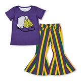 Purple boots top stripe jeans girls Mardi Gras clothes