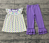 Purple green yellow polka dots Mardi Gras girls outfits
