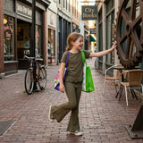 Olive short sleeves scallop top pants girls outfits