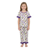 Purple ruffle leopard girls Mardi Gras pajamas