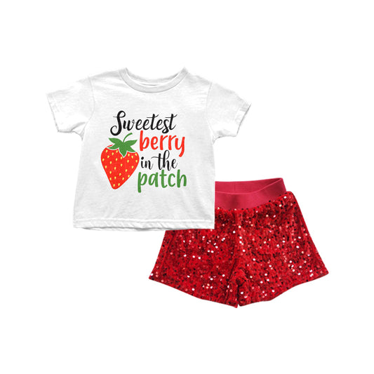 Sweetest berry in the patch shirt sequin shorts girls clothes