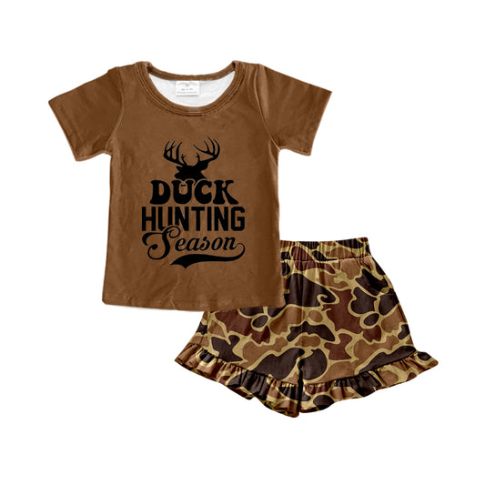 Brown duck hunting season camo kids girls clothes