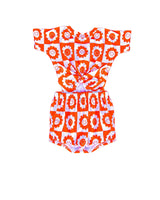 Short sleeves orange smile flower baby girls bummies set
