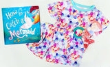 Short sleeves colorful mermaid scale girls summer pajamas