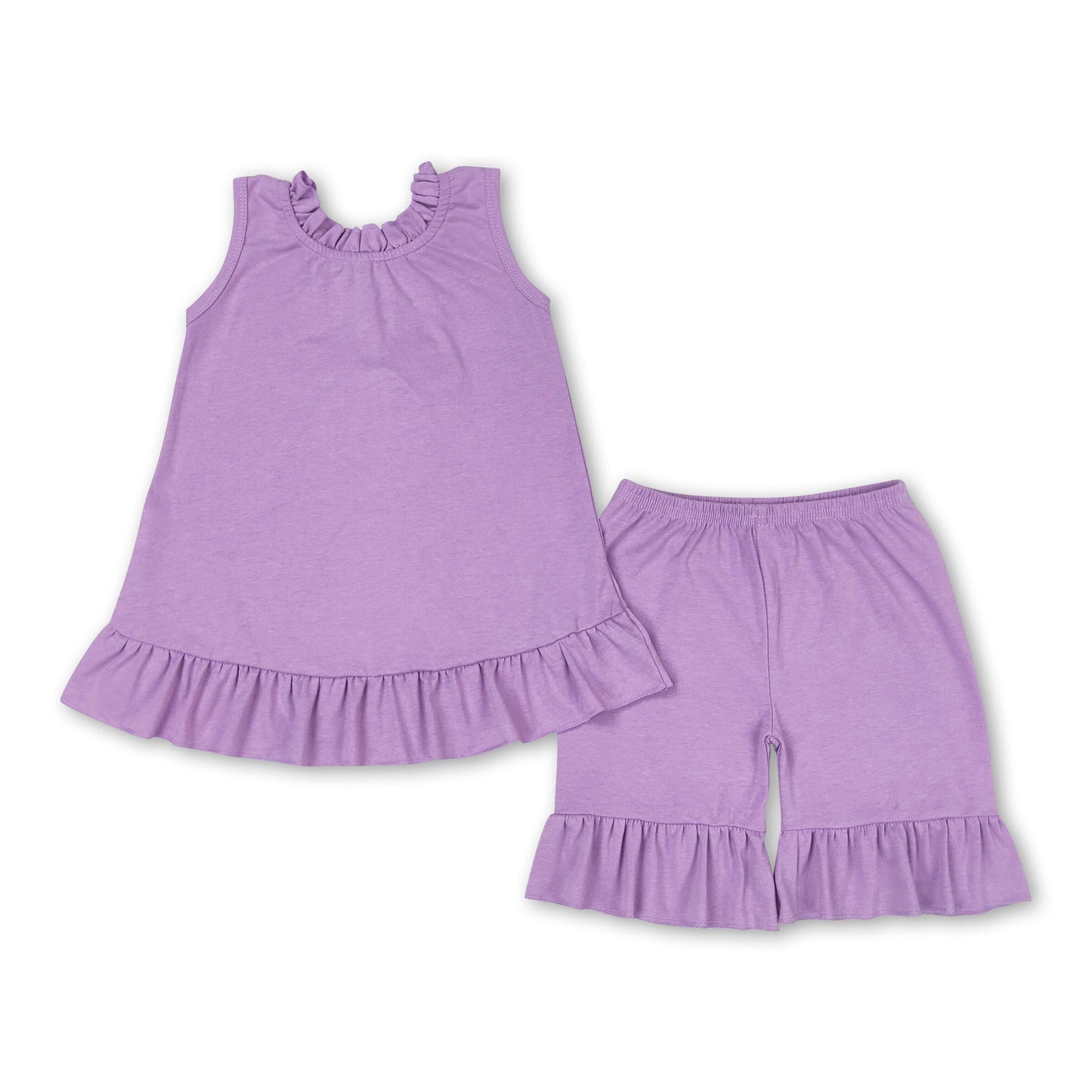 Lavender cotton sleeveless bow backless girls summer outfits