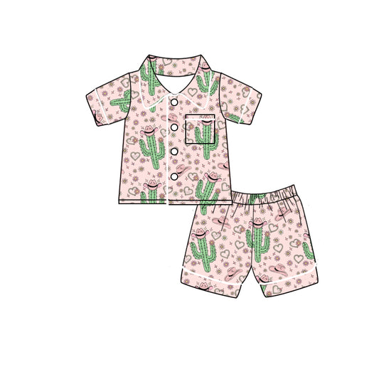 Cactus hat short sleeves girls summer pajamas