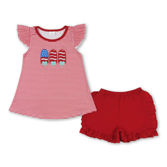 Stars stripe popsicle top shorts girls 4th of july clothes