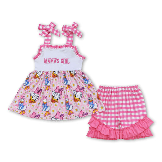 Pink plaid straps mama's girl duck floral girls clothes