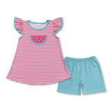 Stripe watermelon top shorts girls summer clothes