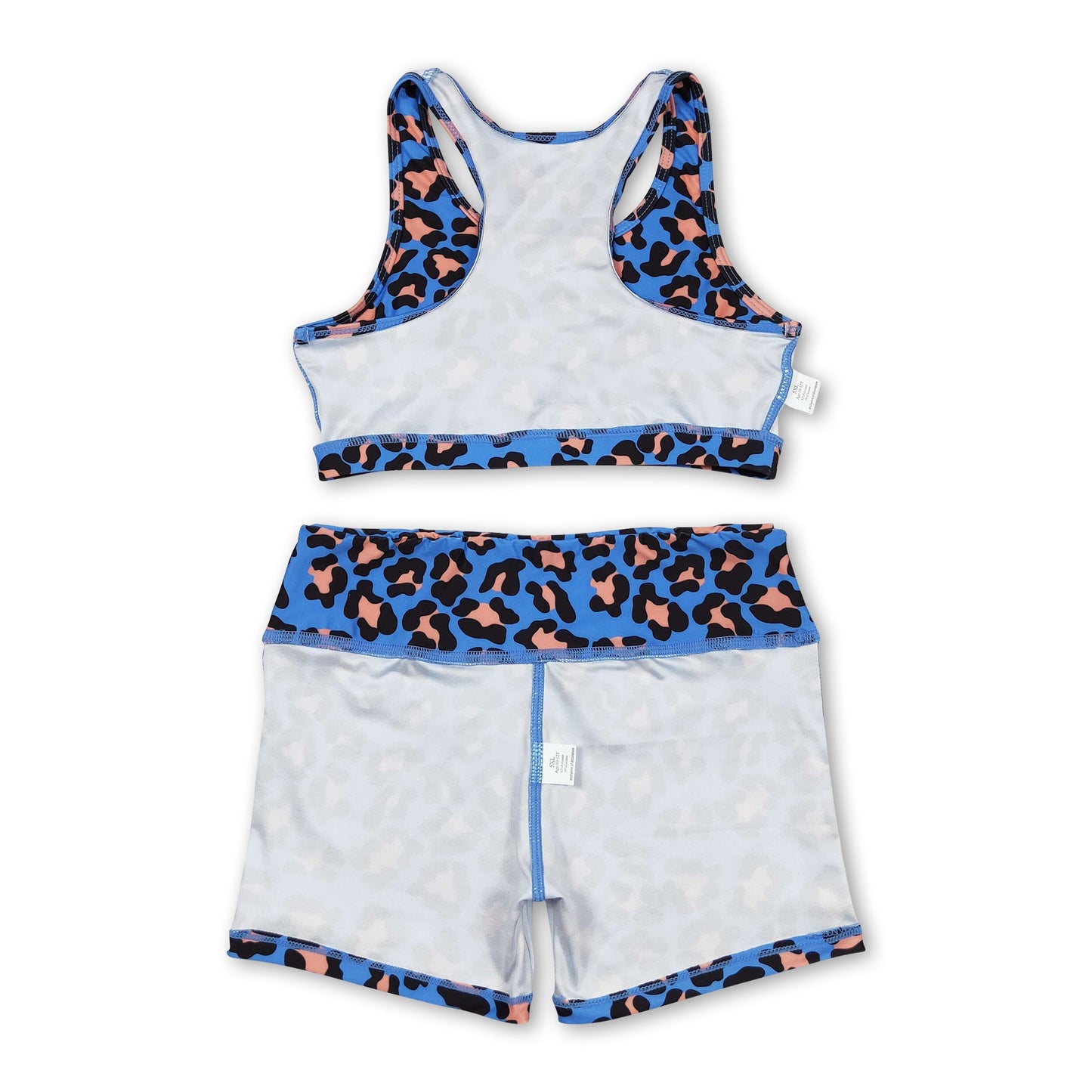 Sleeveless blue leopard top shorts girls clothes