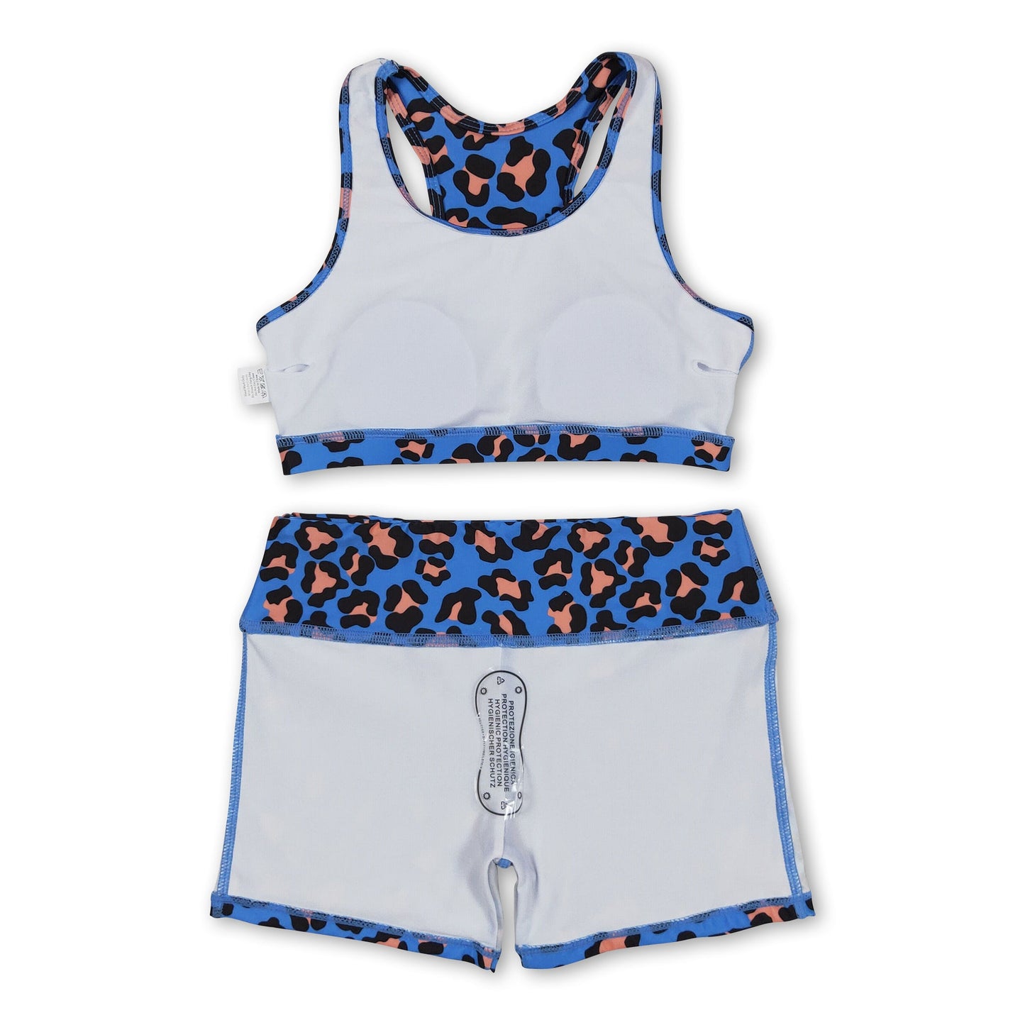 Sleeveless blue leopard top shorts girls clothes