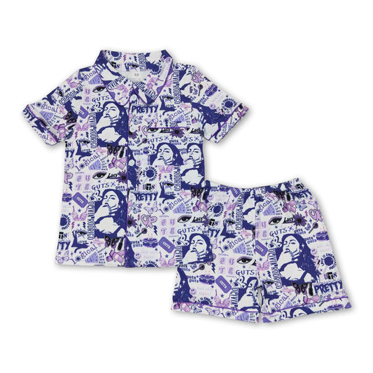 Purple butterfly singer adult women pajamas