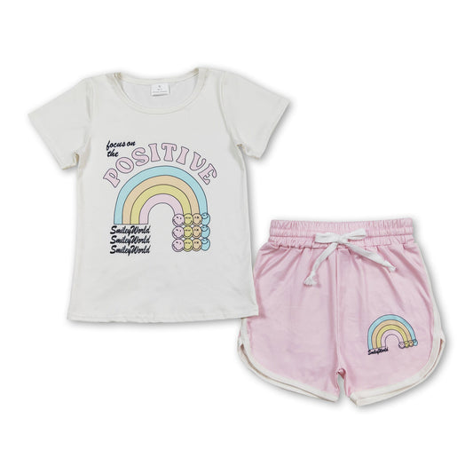 Smile world rainbow positive girls summer outfits