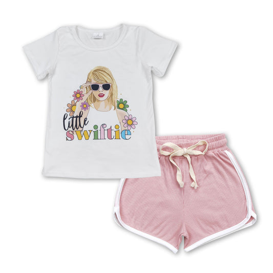 White floral top pink shorts singer girls clothes