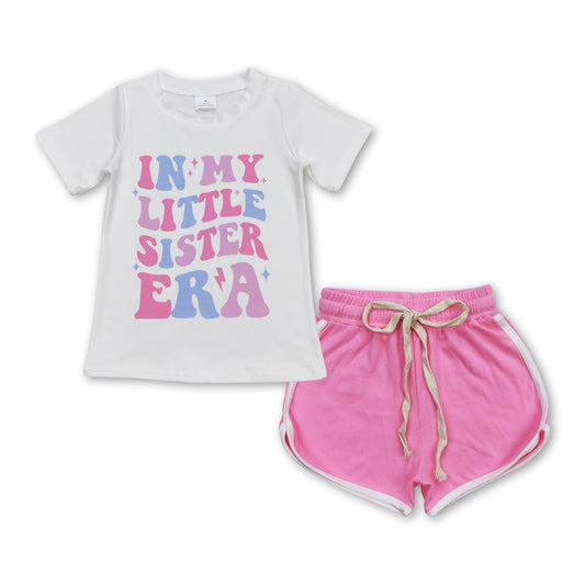 Little sister top pink cotton shorts singer girls clothing
