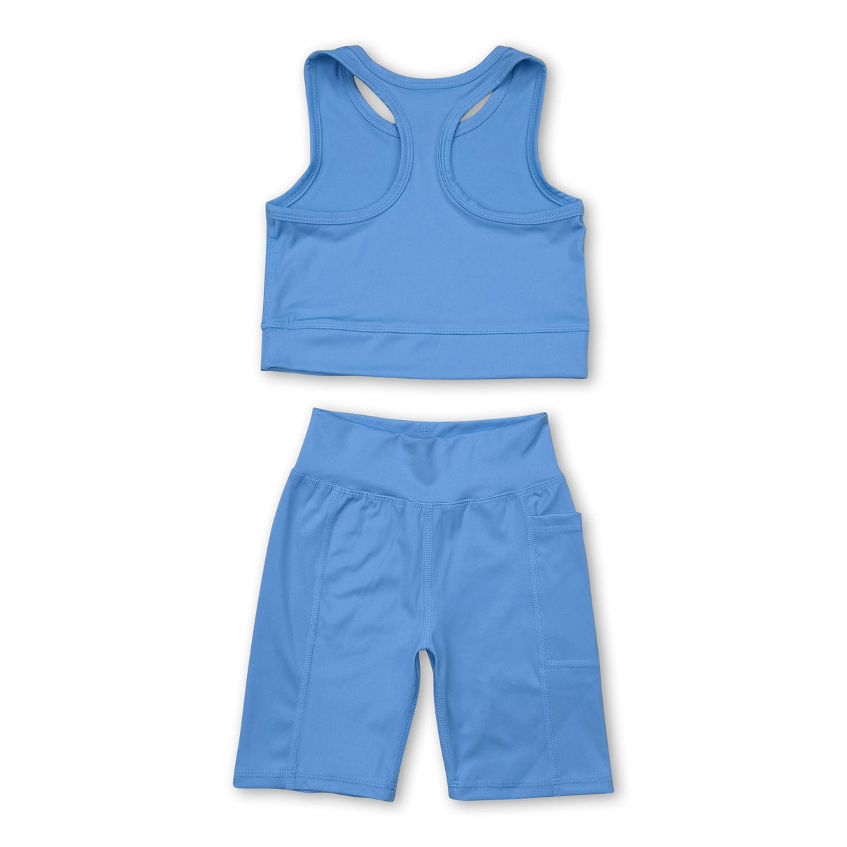 Light blue straps top shorts girls summer yoga clothes
