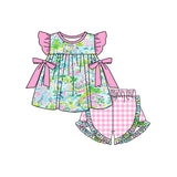 Flutter sleeves watercolor tunic ruffle shorts girls clothes