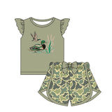 Flutter sleeves duck top camo shorts baby girls clothes