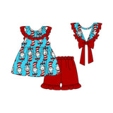 Ruffle bow cat hat tunic red shorts girls clothing