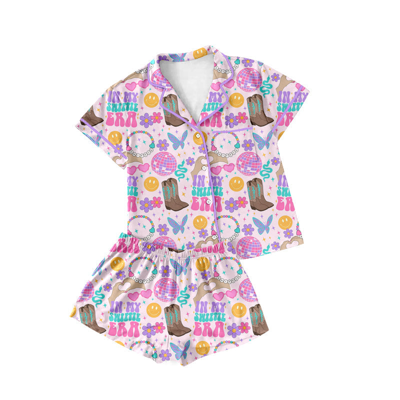 Boots smile butterfly singer adult women button down pajamas