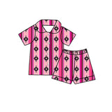 Hot pink aztec kids girls button down pajamas