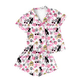 Pink stars singer adult women baseball button down pajamas