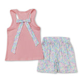 Leopard pocket sleeveless top ruffle shorts girls clothes