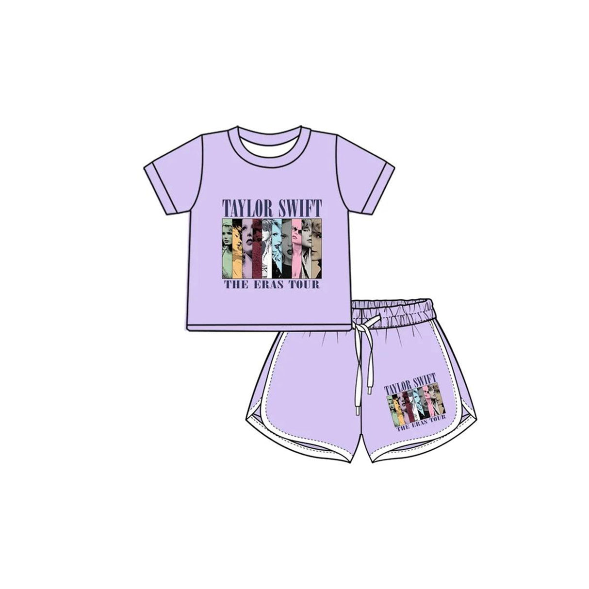 Lavender short sleeves top shorts singer girls outfits