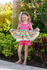 Straps watermelon tunic shorts kids girls summer clothes