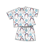 Smile rainbow floral USA kids girls 4th of july outfits