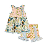 Sleeveless polka dots cactus tunic shorts girls clothes