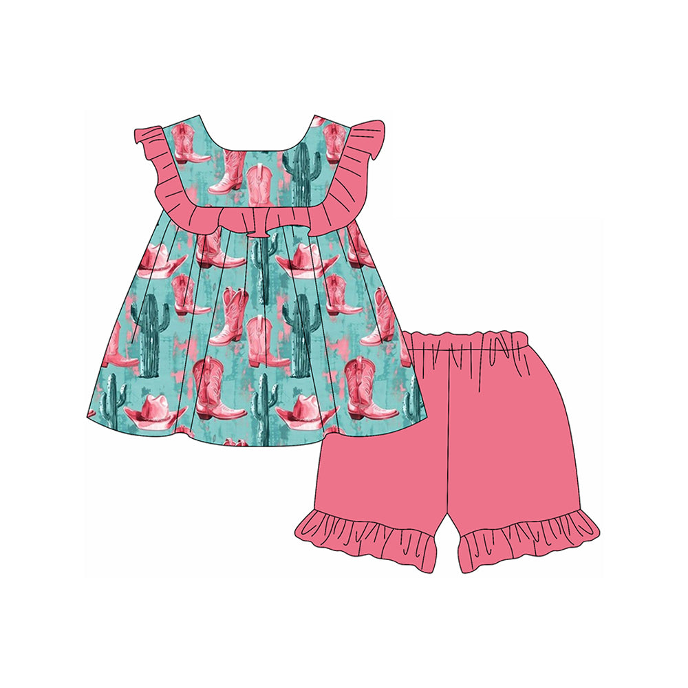 Boots cactus ruffle tunic shorts western girls clothes