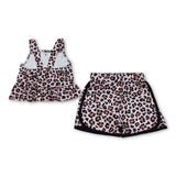 Straps leopard peplum shorts girls summer outfits