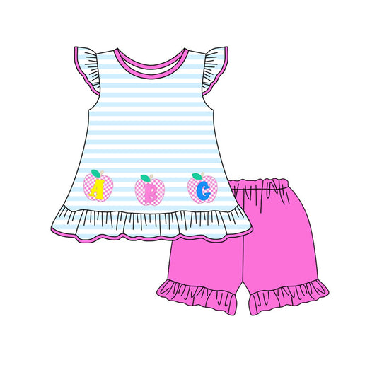 Stripe ABC apple girls back to school outfits