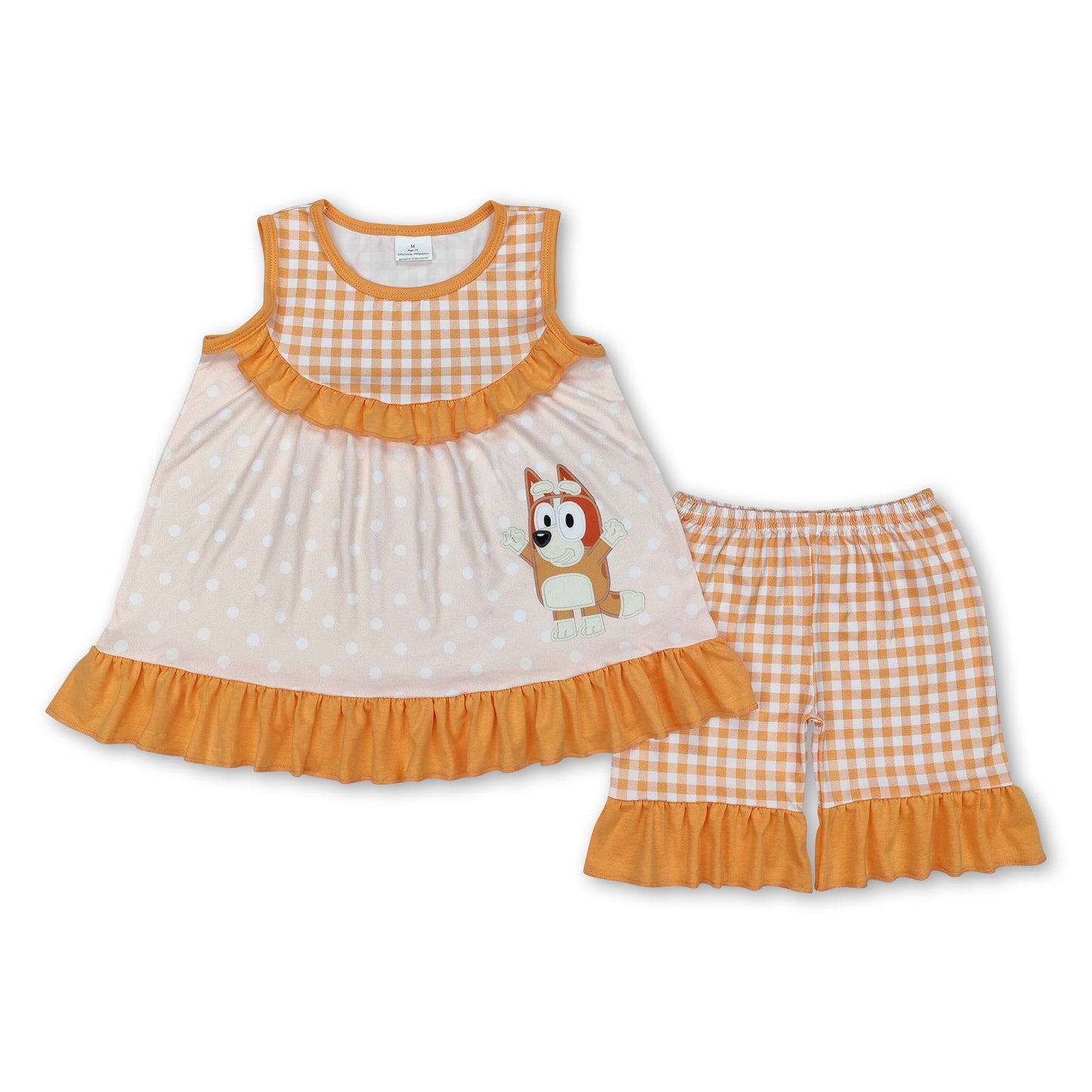 Yellow sleeveless plaid dog tunic shorts girls clothes