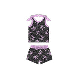 Sleeveless black leopard pink bow kids girls clothes