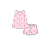 Sleeveless pink bow top shorts kids girls clothing