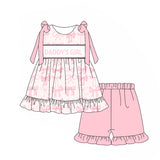 Sleeveless pink bow daddy's girl tunic shorts kids outfits