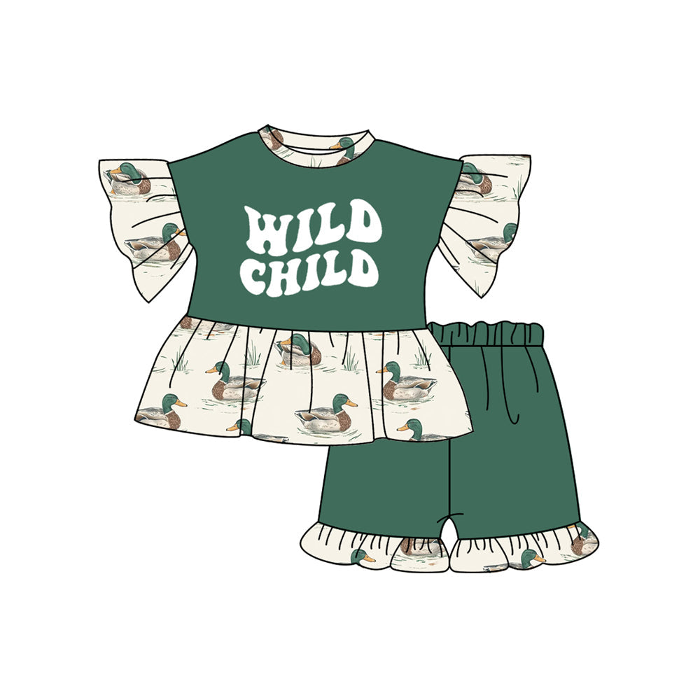 Short sleeves wild child duck kids girls clothes