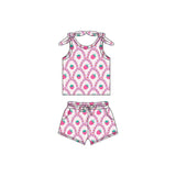 Sleeveless pink strawberry baby girls summer outfits