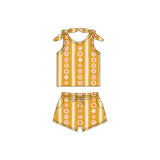 Sleeveless yellow sun baby girls summer outfits